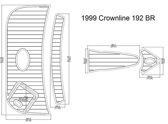 1999 Crownline 192 BR Swim Step & Bow Pad Boat EVA Teak Decking 1/4