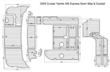 2005 Cruiser Yachts 340 Express Swim Step & Cockpit Pad Boat EVA Teak Decking 1/4" 6mm