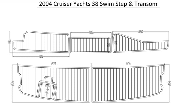 2004 Cruiser Yachts 38 Swim Step & Transom Pad Boat EVA Teak Decking 1/4