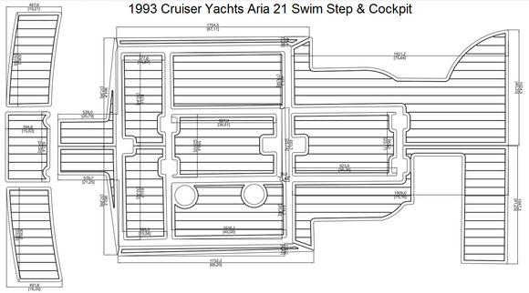 1993 Cruiser Yachts Aria 21 Swim Step & Cockpit Pad Boat EVA Teak Decking 1/4