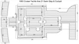 1993 Cruiser Yachts Aria 21 Swim Step & Cockpit Pad Boat EVA Teak Decking 1/4" 6mm