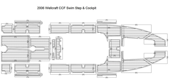 2006 Wellcraft CCF Swim Step & Cockpit Pad Boat EVA Teak Decking 1/4