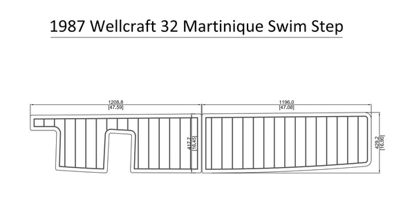 1987 Wellcraft 32 Martinique Swim Step Pad Boat EVA Teak Decking 1/4