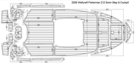 2006 Wellcraft Fisherman 212 Swim Step & Cockpit Pad Boat EVA Teak Decking 1/4