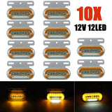 10pcs 12V 12 LED Side Marker Lights 3 Modes Trailer